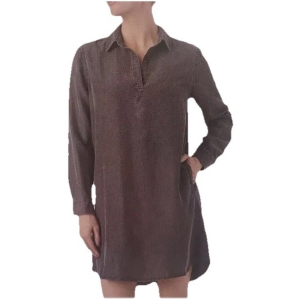 Como Vintage Pullover Shirt Dress XXL Charcoal Lyocell Collared Modern Classic